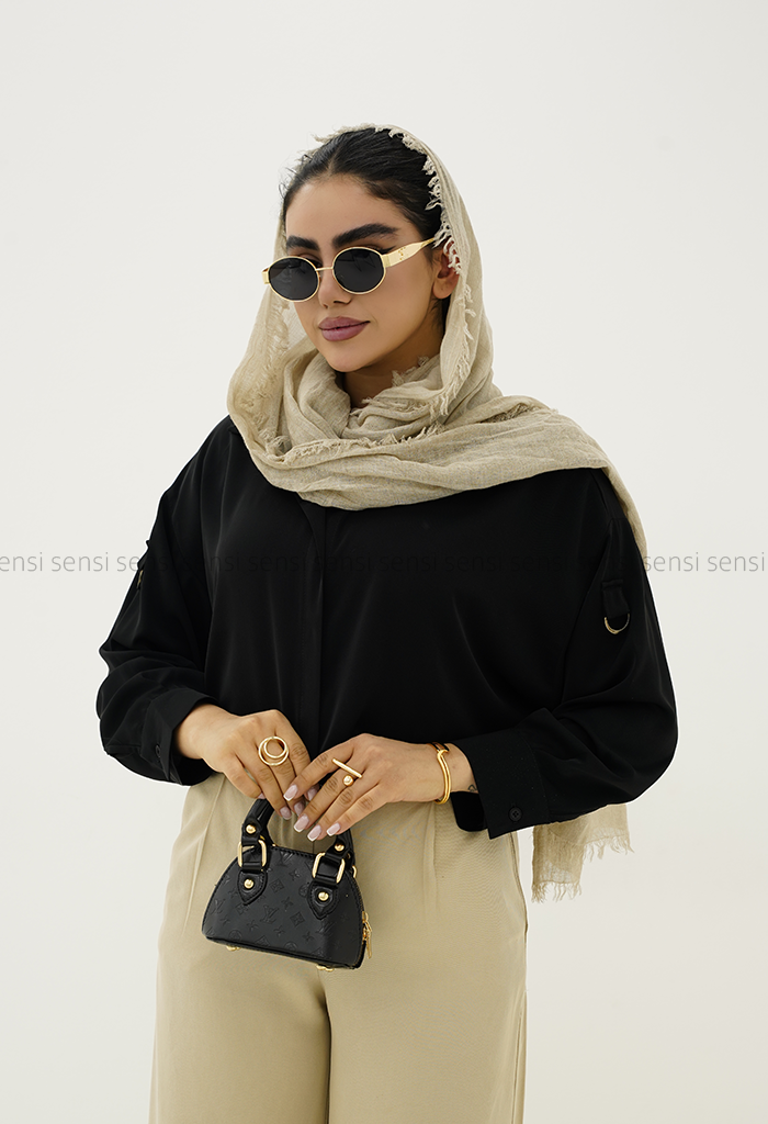 شومیزجلو بسته آستین سگک کد1005373